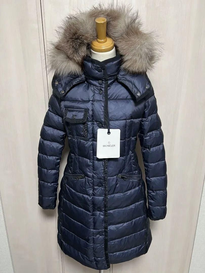 ☆未使用☆ MONCLER エルミファー フォックスファー ダウンジャケット TG0～TG4 ネイビー色 - メルカリ