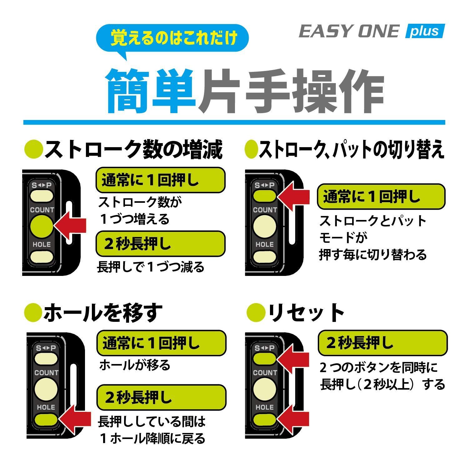 Tabata(タバタ) スコアカウンター デジタルスコアカウンター EASY ONE PLUS(イージーワンプラス) ゴルフラウンド用品 GV0906