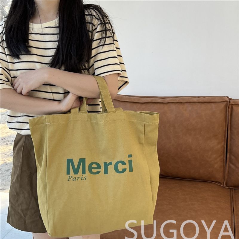 Merci paris メルシー トートバッグ tote bag 新品未使用 フランス 38*36*11 軽量 エコバッグ 買い物バッグ ショッピング バッグ 大容量 おしゃれ 日常用 土色 - メルカリ