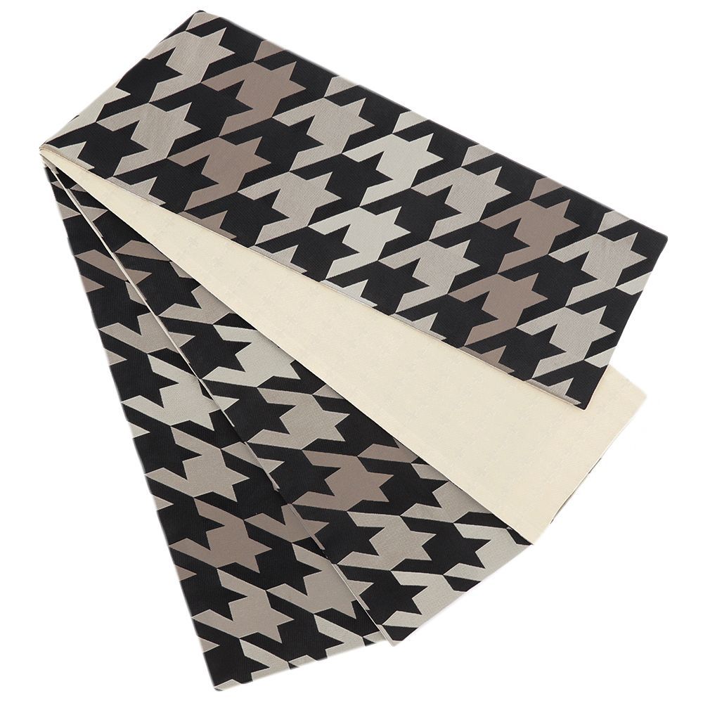 半幅帯 浴衣帯 ゆかた帯 正絹 桐生織 赤 黒 ブラック 福寿 人物 ミステリアス リバーシブル ユニーク 個性的 お洒落 粋 大人 シック 華やか 新 No.10-5633 半幅帯 浴衣帯 ゆかた帯 正絹 桐生織 黒地 オフホワイト 赤 歌舞伎 隅