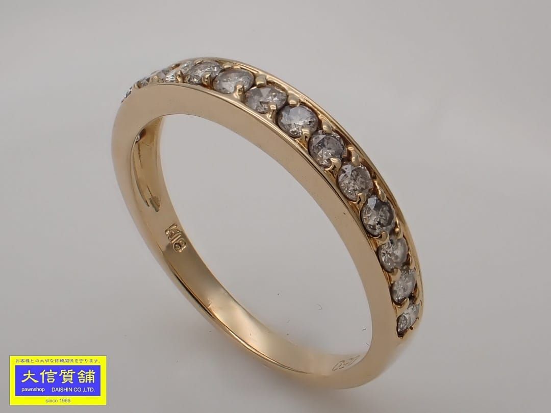 K18 イエローゴールド ハーフエタニティ ダイヤリング 0.50ct 12号  