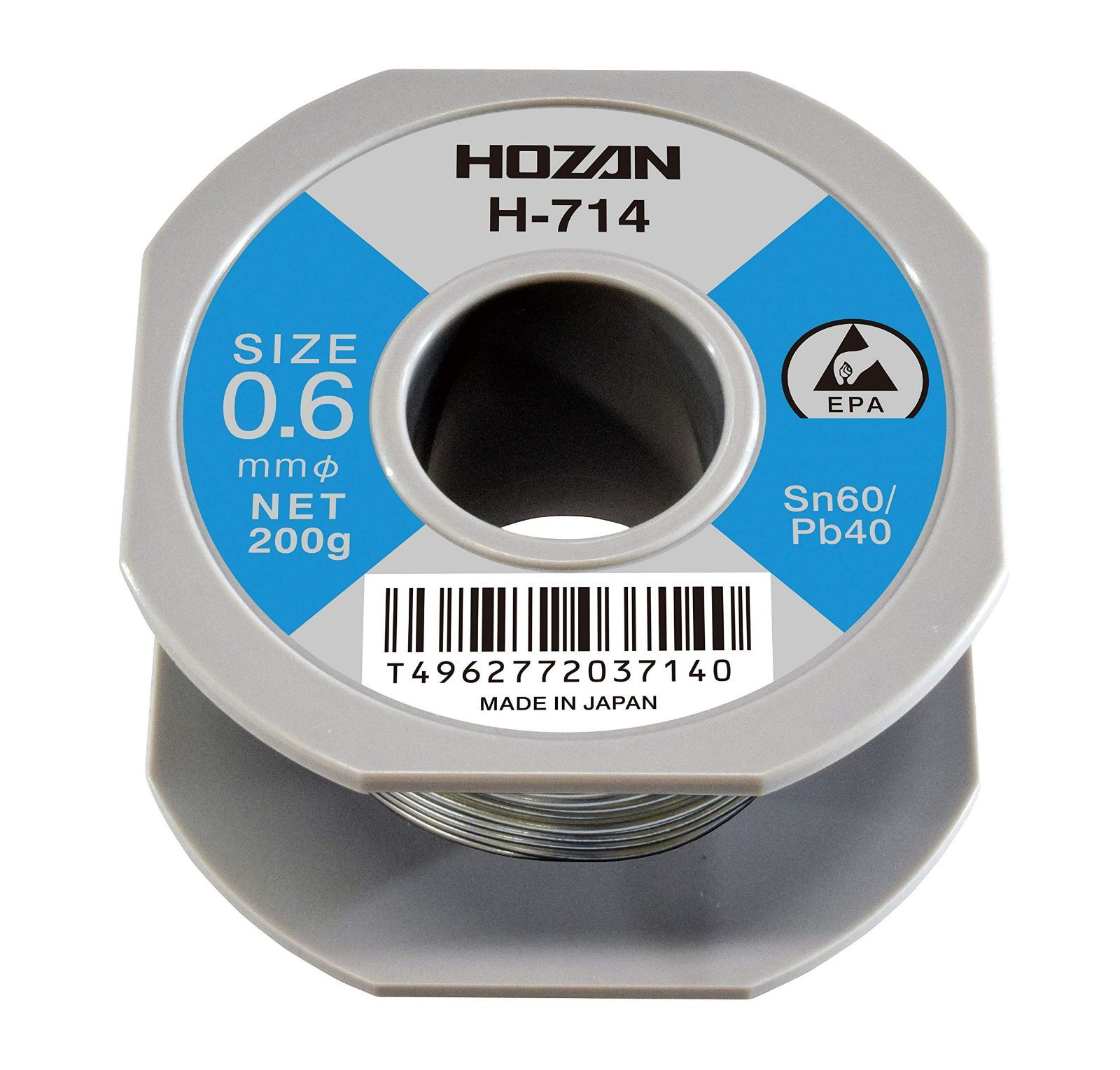 【在庫処分】重量200ｇ 長さ95ｍ 鉛40% 線径0.6ｍｍΦ スズ60% ハンダ H-714 ホーザン(HOZAN)