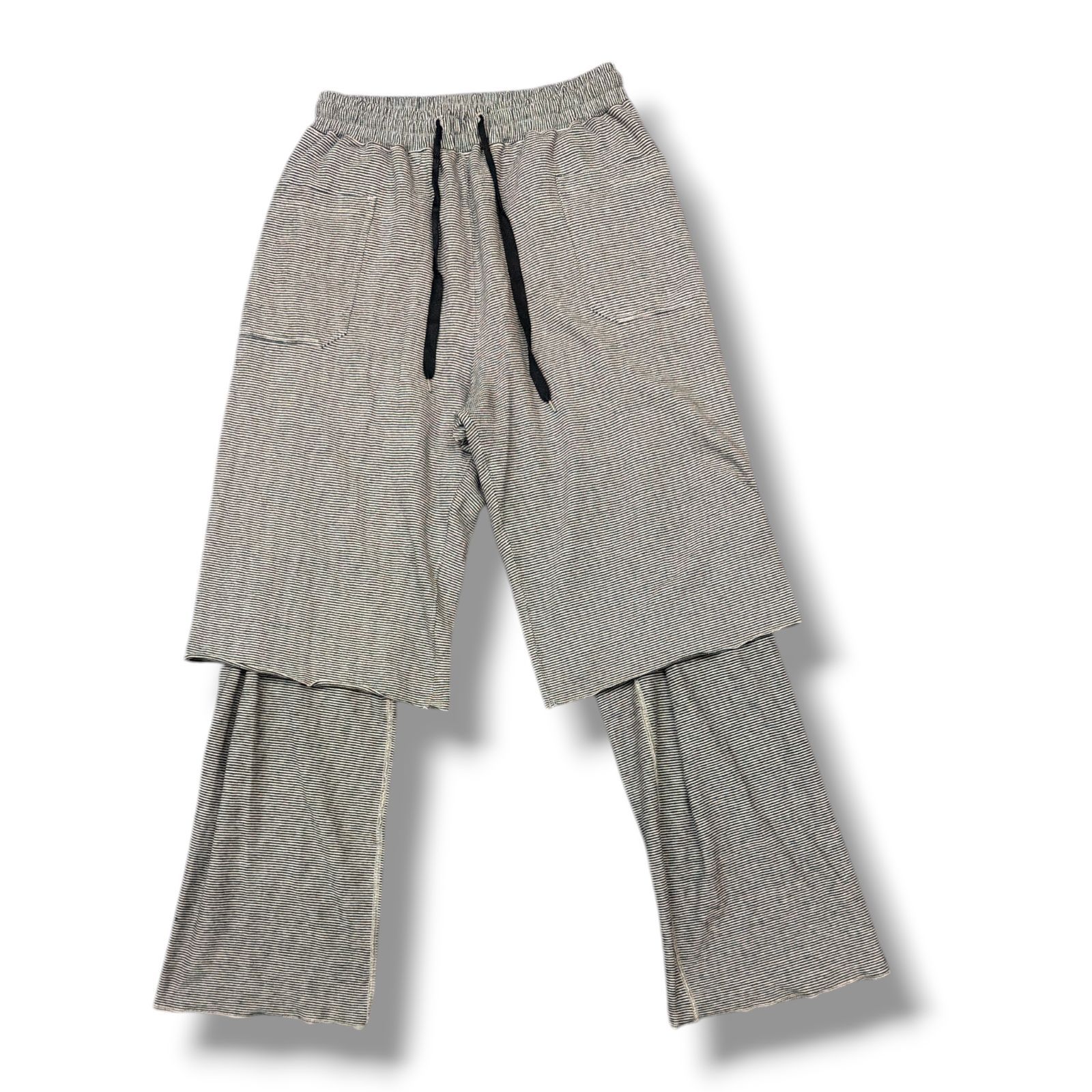 参考上代59400円 ensou. Reversible Layered Pants リバーシブルレイヤードスウェットパンツ イージーパンツ エンソウ E12P014 ホワイト L 99689A7