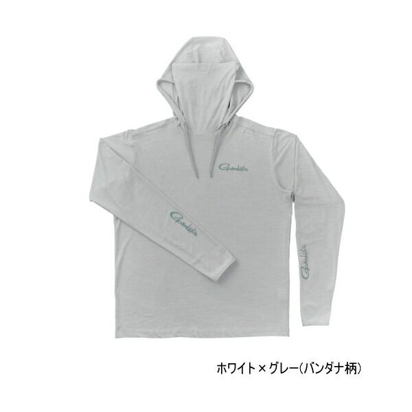 ≪ 25年3月新商品 ≫ がまかつ サンシェードフーディTシャツ GM-3747 ホワイト×グレー バンダナ柄 Mサイズ