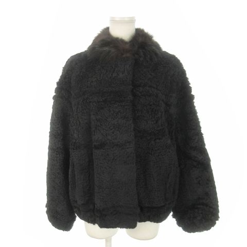 オズファー FUR Stiffany by OSFUR ムートンファー コート 毛皮 ハーフ 9 黒 ブラック |MN9 GY18