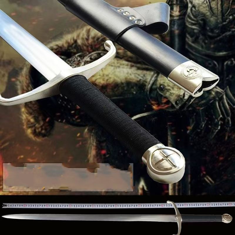 中世十字剣 片手西洋剣 炭素鋼刃 × 合金ブラック装具 全長 115cm