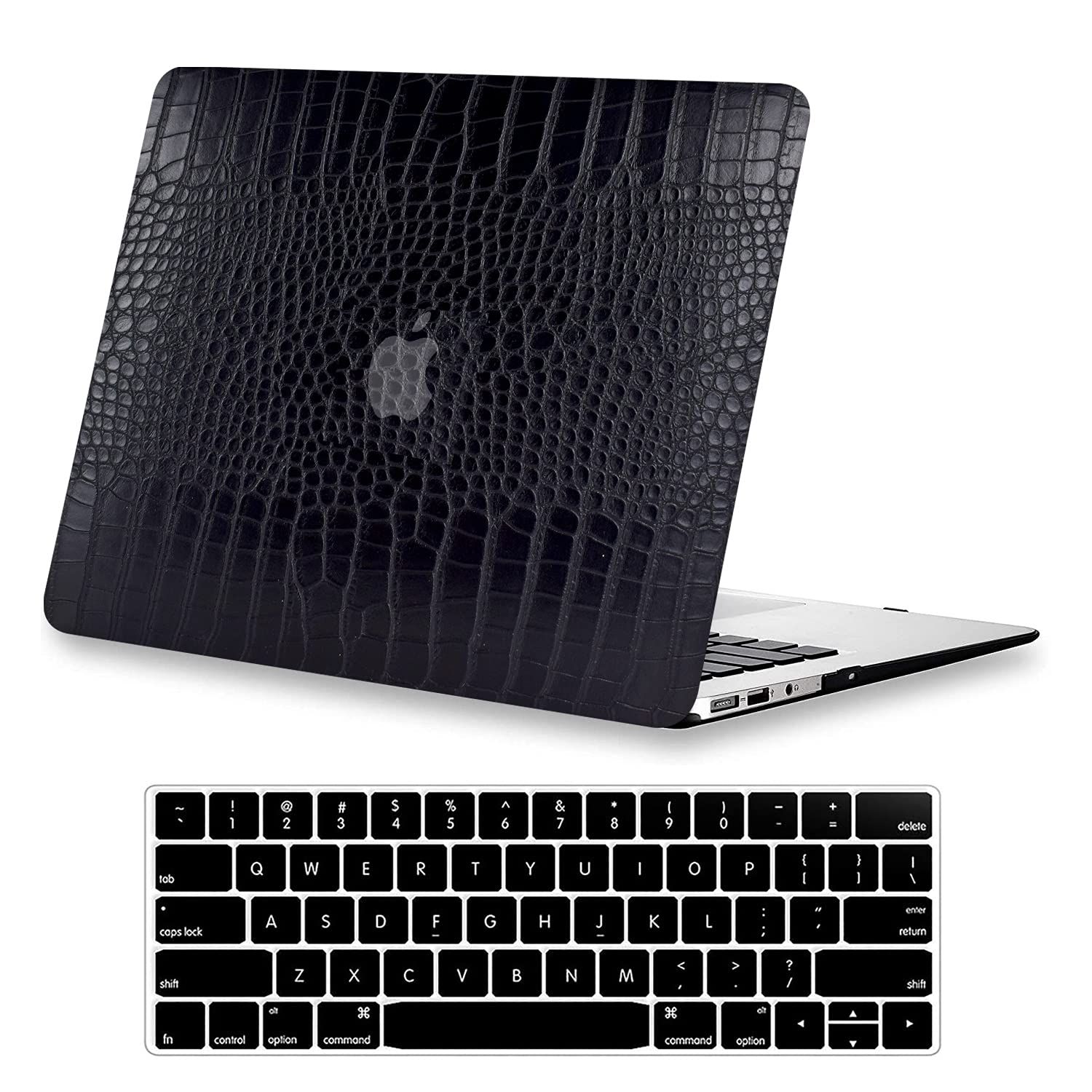KEROM クロコダイル MacBook Pro 13インチケース 2025-2016 M2 M1 A2338 A2289 A2251 ブラッククロコダイル 2016-2025 Mac Pro 13 M2 M1 A2338 A2251 A2289