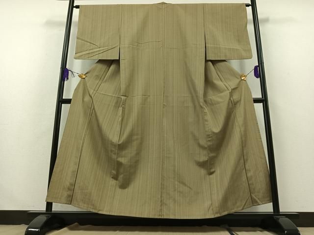 平和屋着物 上質な紬 単衣 縞 正絹 AABB3579jh