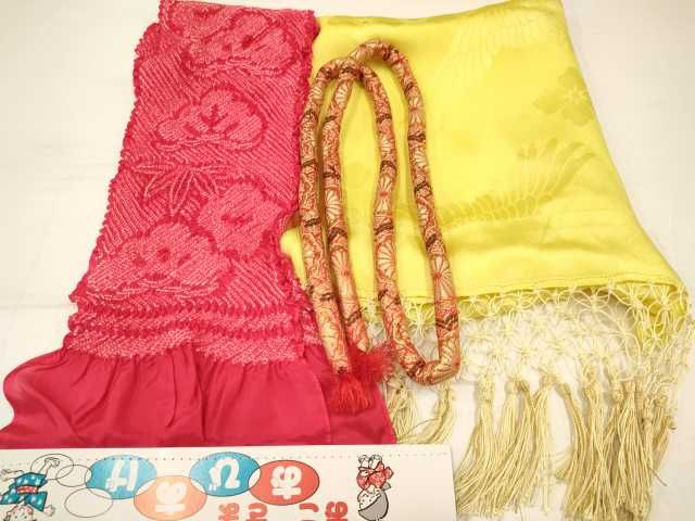 407ag7□七五三 七歳 女児 着物&袋帯&帯揚げ 帯締め しごき金彩□美品 楽天市場】七五三 7歳 女の子 しごき・帯揚げの色が選べる着付け