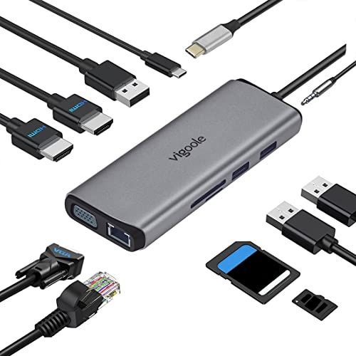 新生活応援SALE vigoole USB C ハブ 11-in-1 トリプルディスプレイUSB Type C ハブHDMI ドッキングステーション  変換アダプタ2（デュアル）HDMI 4K HDMI