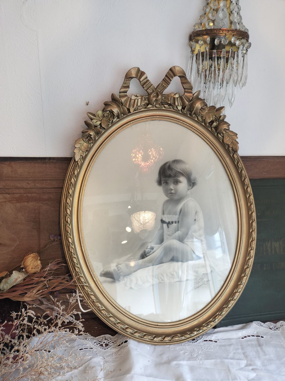 鏡 姿見 全身鏡 ミラー アンティーク ロココ シャンパンゴールド 全身