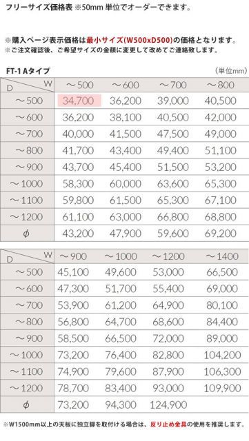 サイズにより価格が変わります 業務用家具