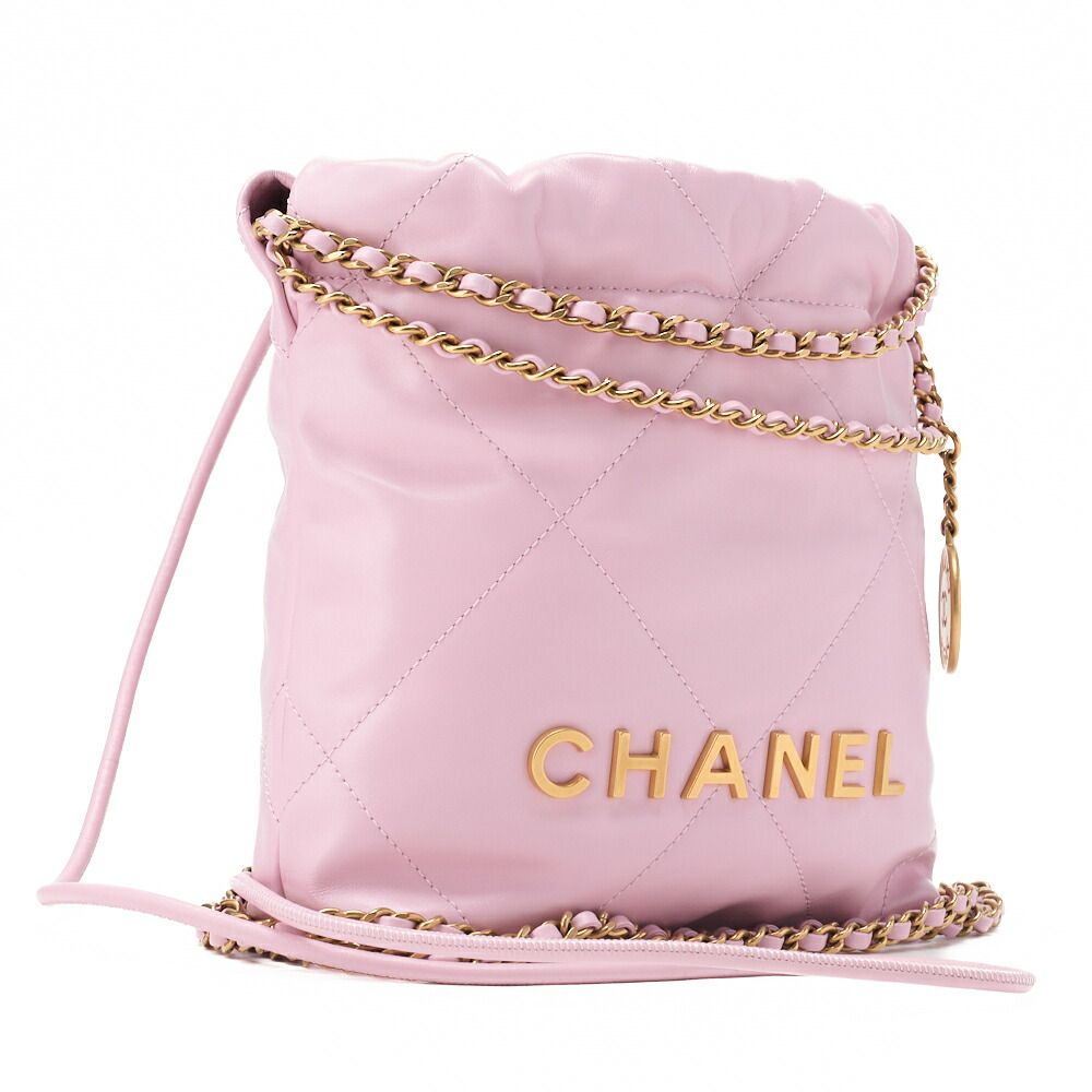 CHANEL シャネル シャネル22 ミニ カーフスキン ピンク 巾着