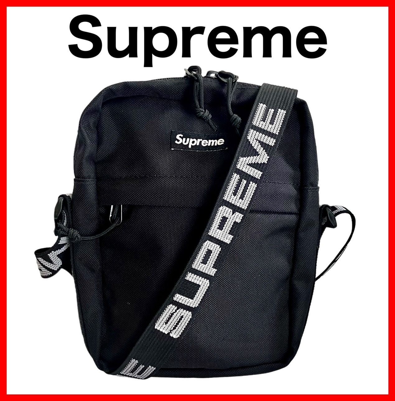 ✨【美品】Supreme ロゴショルダーバッグ ポーチ ブラック - メルカリ