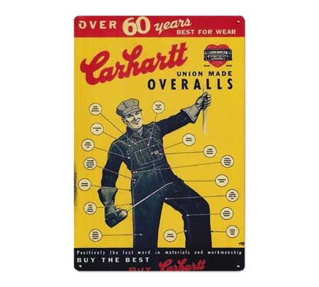 Carhartt　ヴィンテージ　看板　ブリキ　アメリカ Carhartt ヴィンテージ 看板 ブリキ アメリカ - メルカリ