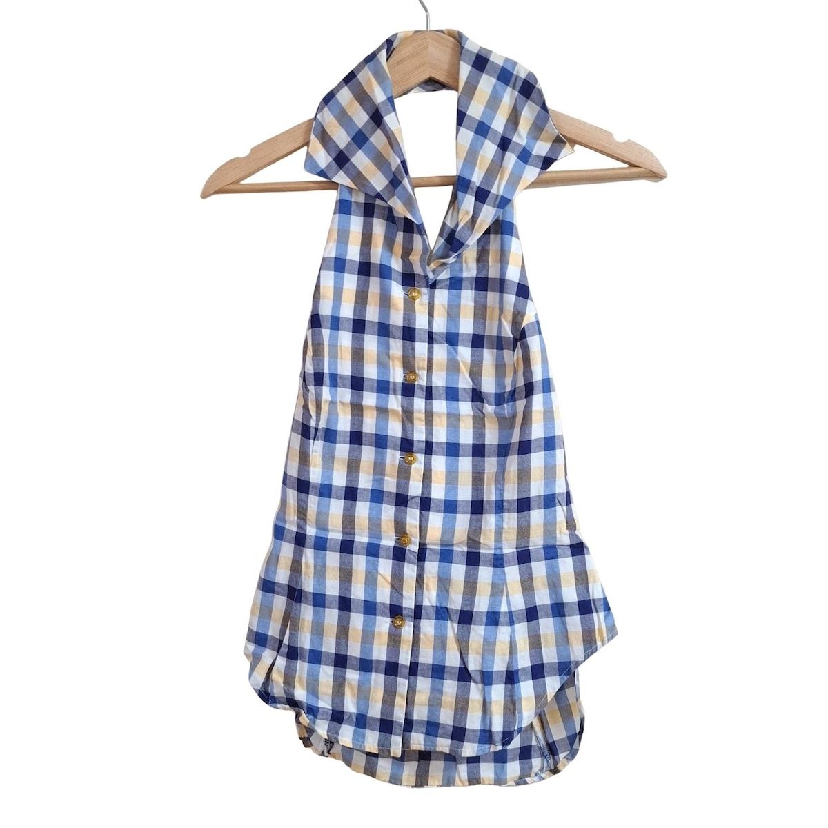 ヴィヴィアンウエストウッド ノースリーブシャツブラウス サイズ2 M レディース - 白×ブルー×ライトイエロー チェック柄