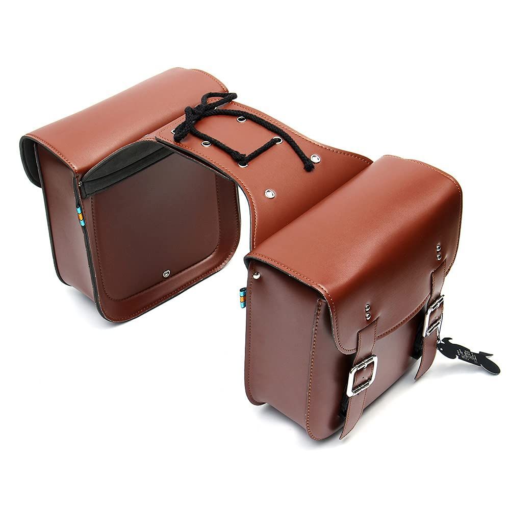 Color:Brown ZSADZS な丈夫な作りと大容量収納 バイクサイドバック（２個セット）バイクの魅力を引き立てるツールバック 買い物や旅行に！ バイクサイドバッグ防水 (ブラウン)