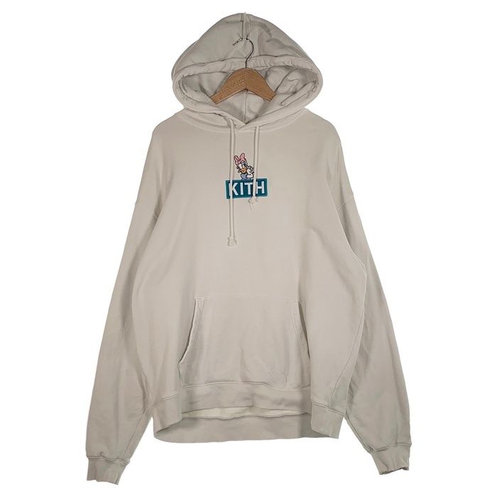 KITH NYC キス Disney ディズニー デイジーダック ボックスロゴ プルオーバースウェットパーカー ホワイト Size XL KITH NYC キス Disney ディズニー デイジーダック ボックスロゴ プル