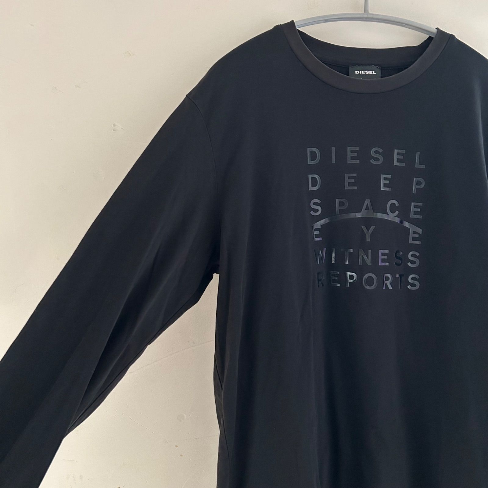 DIESEL ディーゼル ロングスリーブTシャツ ロゴパッチ ブラック 黒 M 