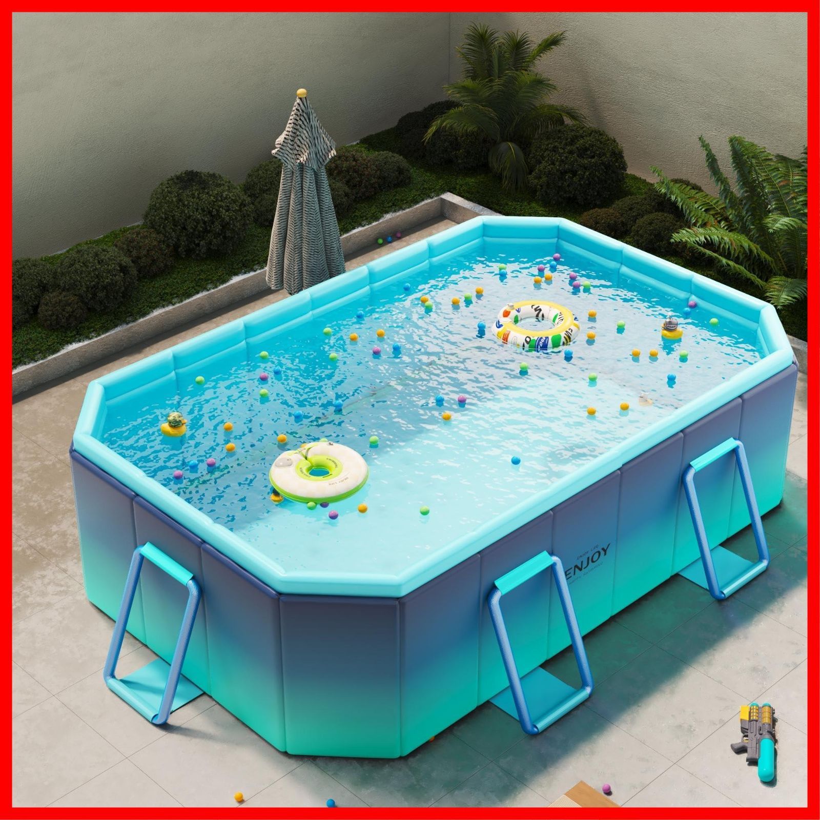 折りたたみ 1.6m~3m 空気入れ不要 フレームプール 家庭用プール 水遊び 子供プール 空気漏れ無し ビニールプール 八角形構造 ベランダ 砂場 プール 庭 大型 非膨張式プール 収納-持ち運び便利 排水簡単 1秒高速オープン 2025 耐高温 耐摩擦 D