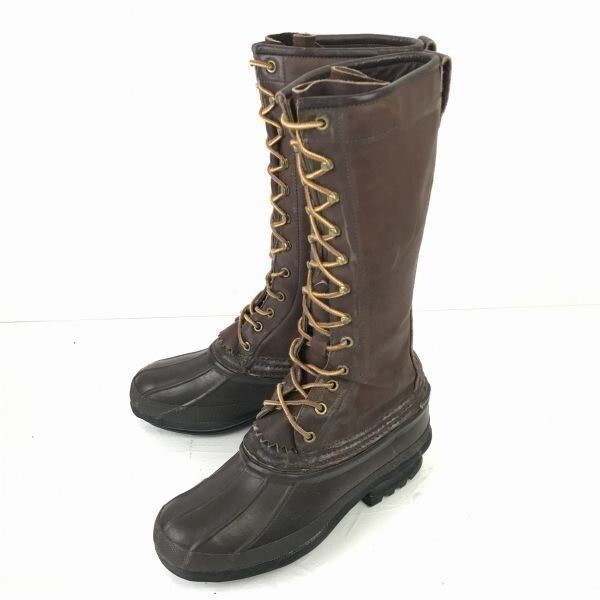 70s-80s ビンテージ SCHNEE S 本革 ハンティングブーツ ロングブーツ 6 23.5-24.0 茶 防水 ビーンブーツ Vintage◆WB39-7