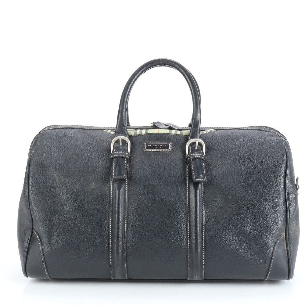 バーバリー　ボストンバッグ　オールレザー　ノバチェック　黒　大容量　トラベル バーバリー ボストンバッグ オールレザー ノバチェック 黒 大容量