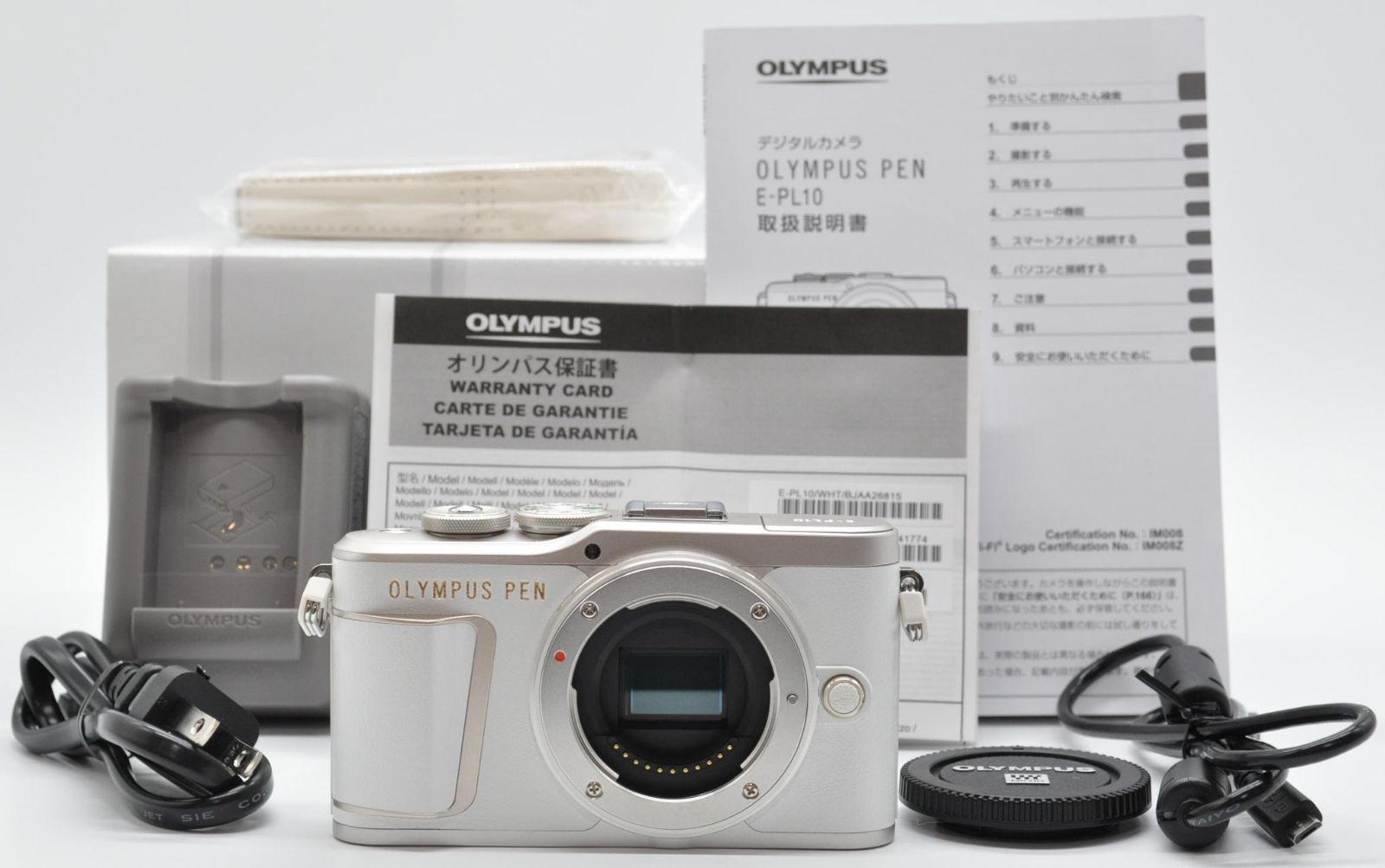 上 !! OLYMPUS オリンパス PEN E-PL10 ボディ ホワイト ショット数 奇跡の３１７回 ♪あるとうれしい元箱＆説明書＆未記入保証書付き♪
