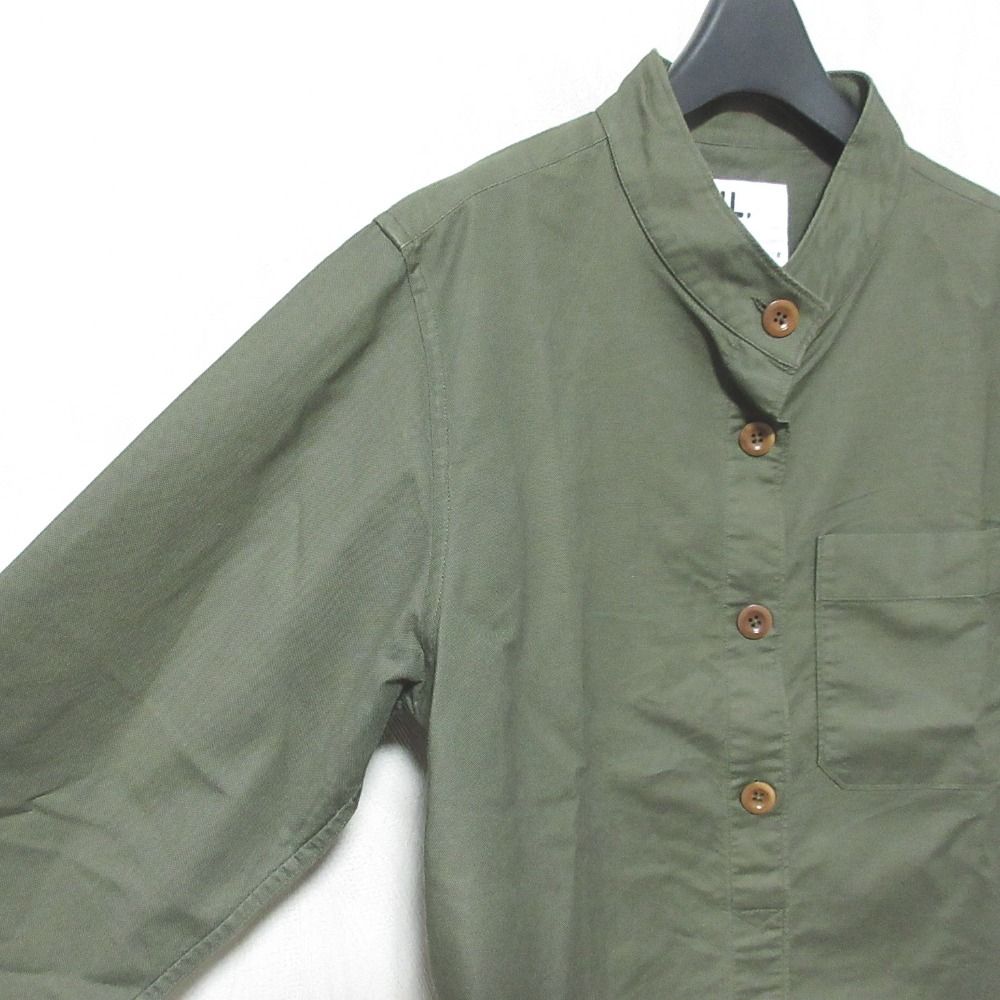 【美品】マーガレットハウエル リネンシャツ バンドカラー カーキオリーブ MARGARET HOWELL / マーガレットハウエル | リネン バンドカラー