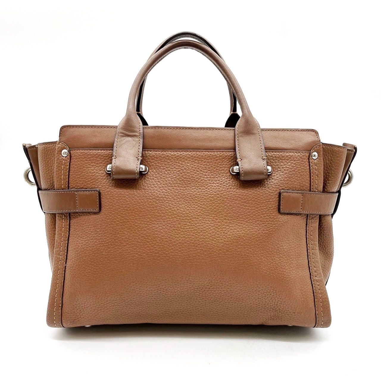 良品 ヴァレンティノ VALENTINO レザー ブラウン 茶 Vロゴ金具 肩掛け