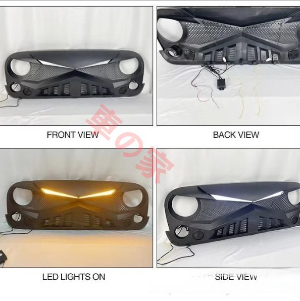 JEEP ジープ ラングラー JK 2007-2017年対応 ナイト風 LED付 フロントグリル 中網 前面カスタム ドレスアップ 外装パーツ 改装用CYB319定番人気 FFCRYSTALESIA_COM
