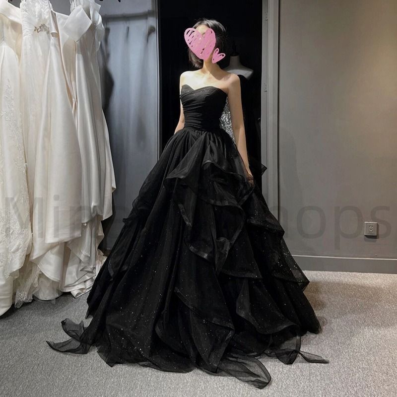 品質!! ウエディングドレス シフォン ブラック 結婚式 パーティー ドレス 新品?未使用】 2025新作 高品質!! ウエディングドレス シフォン