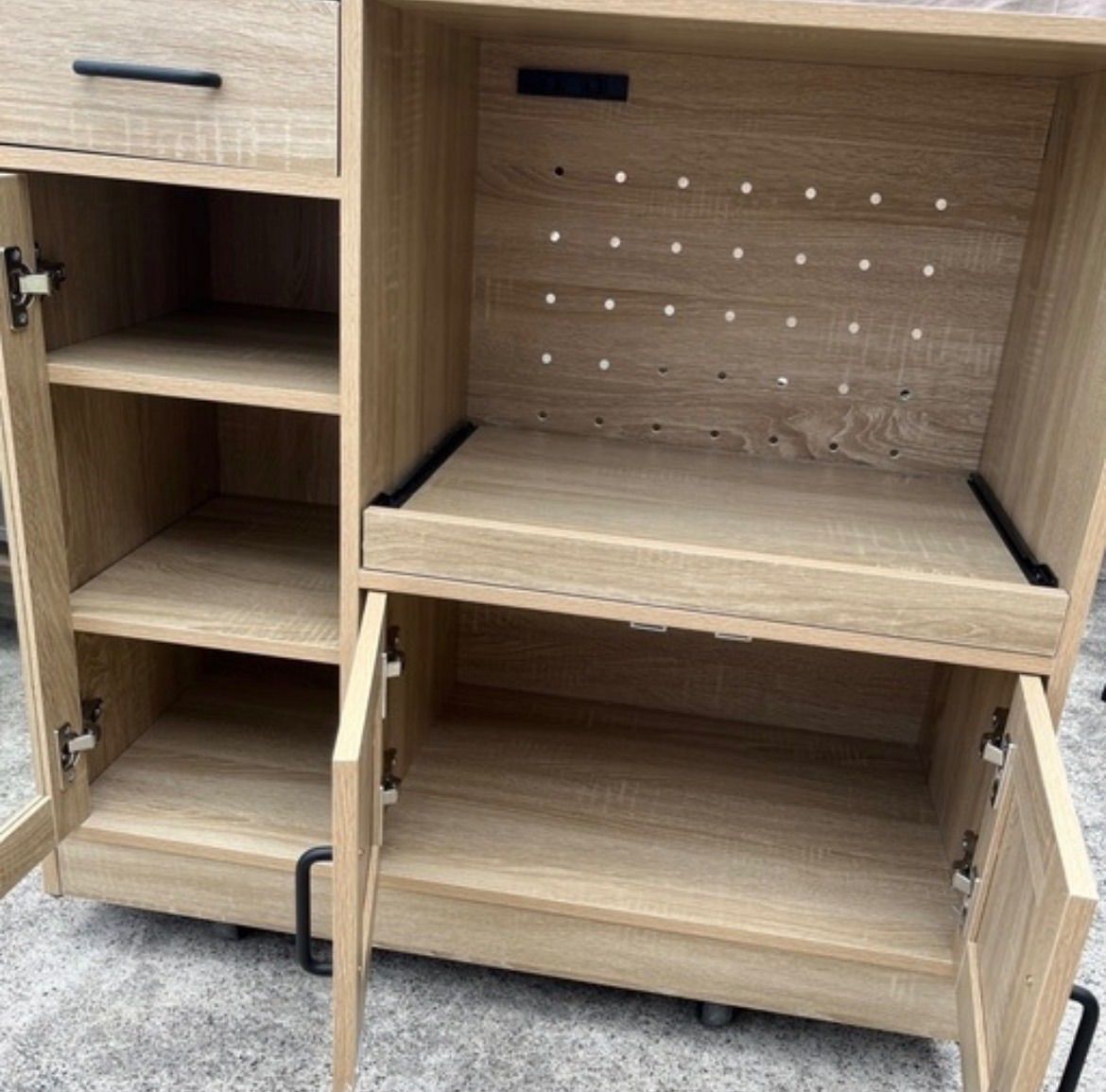 レンジ台 レンジボード 食器棚 キッチン収納 コンセント付き 倉庫前 価格 配送の場合は 前にご相談下さい 名古屋中川区