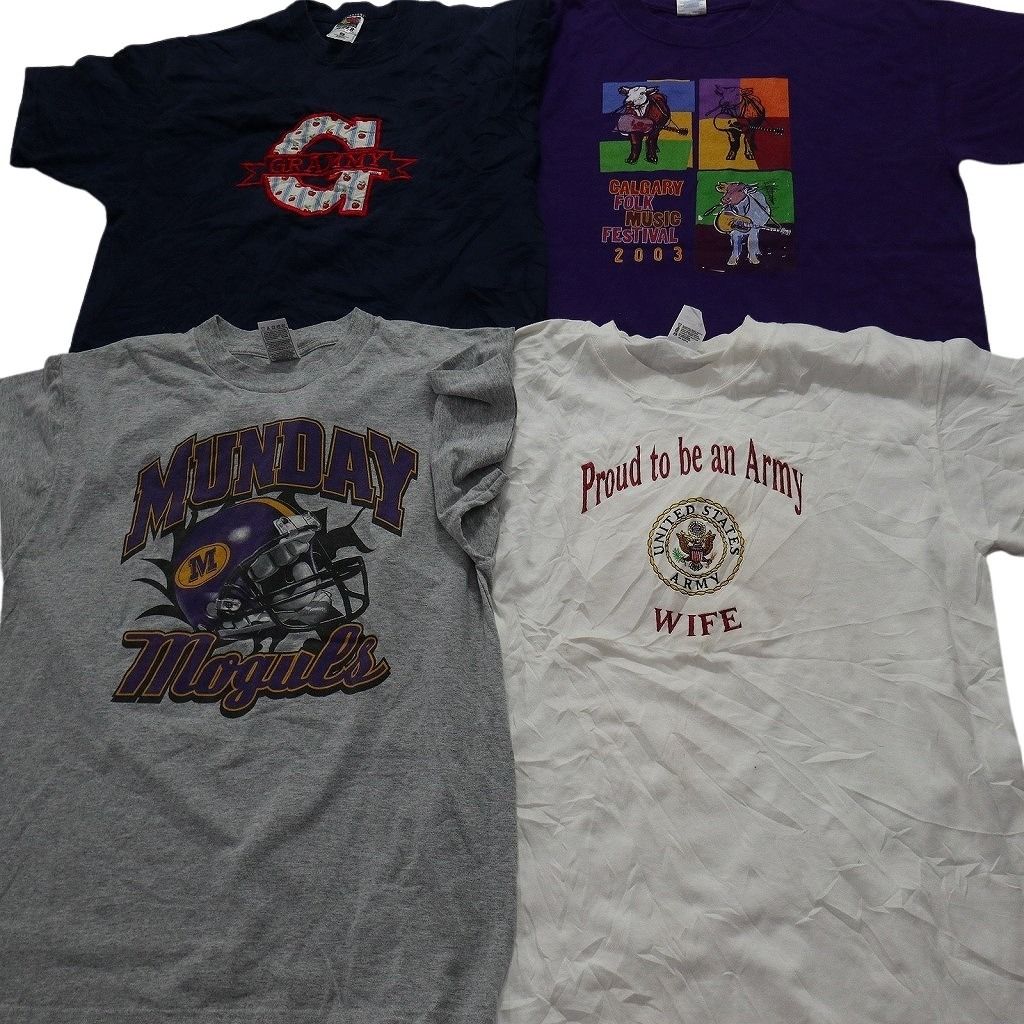 2025，HOT 古着卸 まとめ売り USA製 半袖Tシャツ 14枚セット (メンズ XL /2XL /3XL ) ヘインズ ヒューストン ARMY ミリタリー NB7279 1円スタート