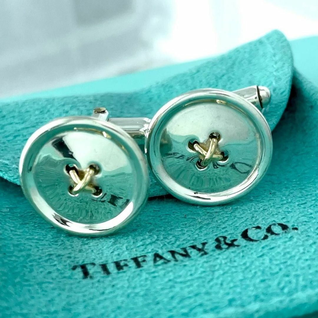 ティファニー ボタン カフス 750 925 コンビ NN7