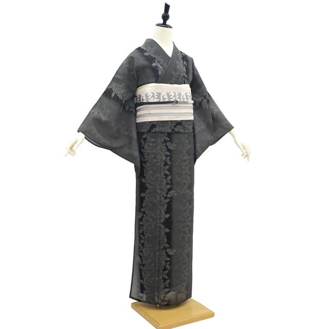 中古】 夏物 越後 夏大島 大島紬 単衣 着物 リサイクル 正絹