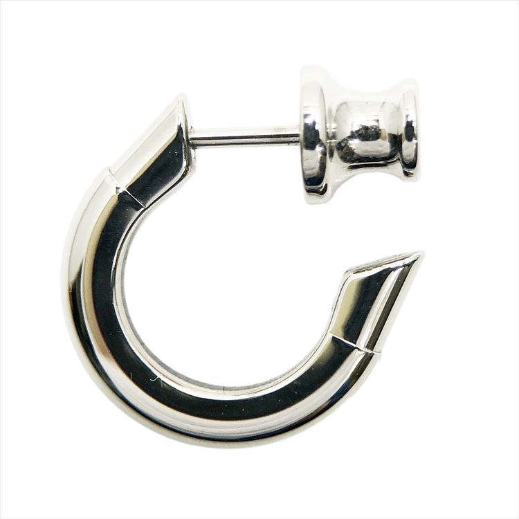 HERMES エルメス シングルピアス サボ ブラック イヤリング ラッカーメタル シルバー H077356FP03