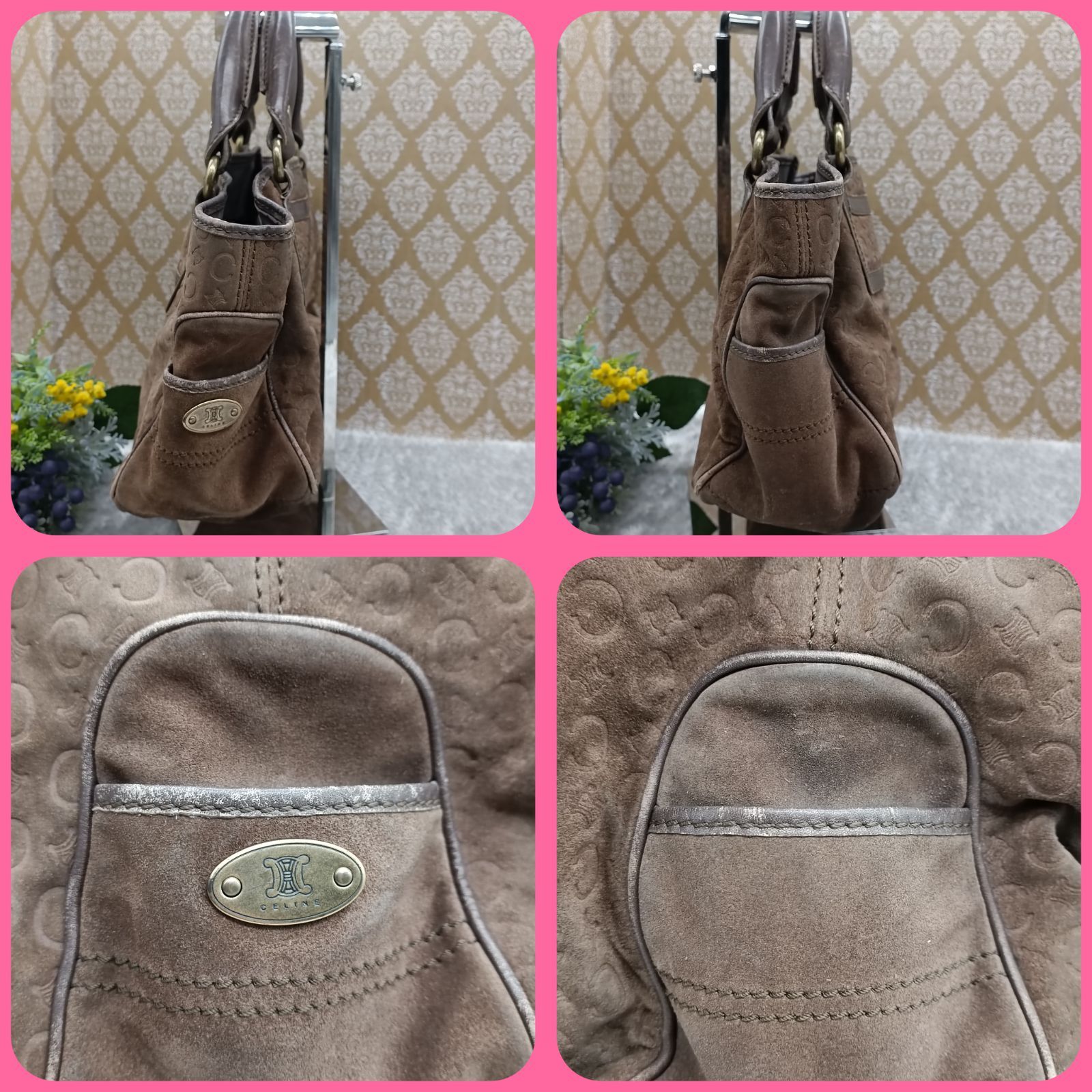 CELINE 》 セリーヌ ブギーバッグ ハンドバッグ スエード Cマカダム 総 