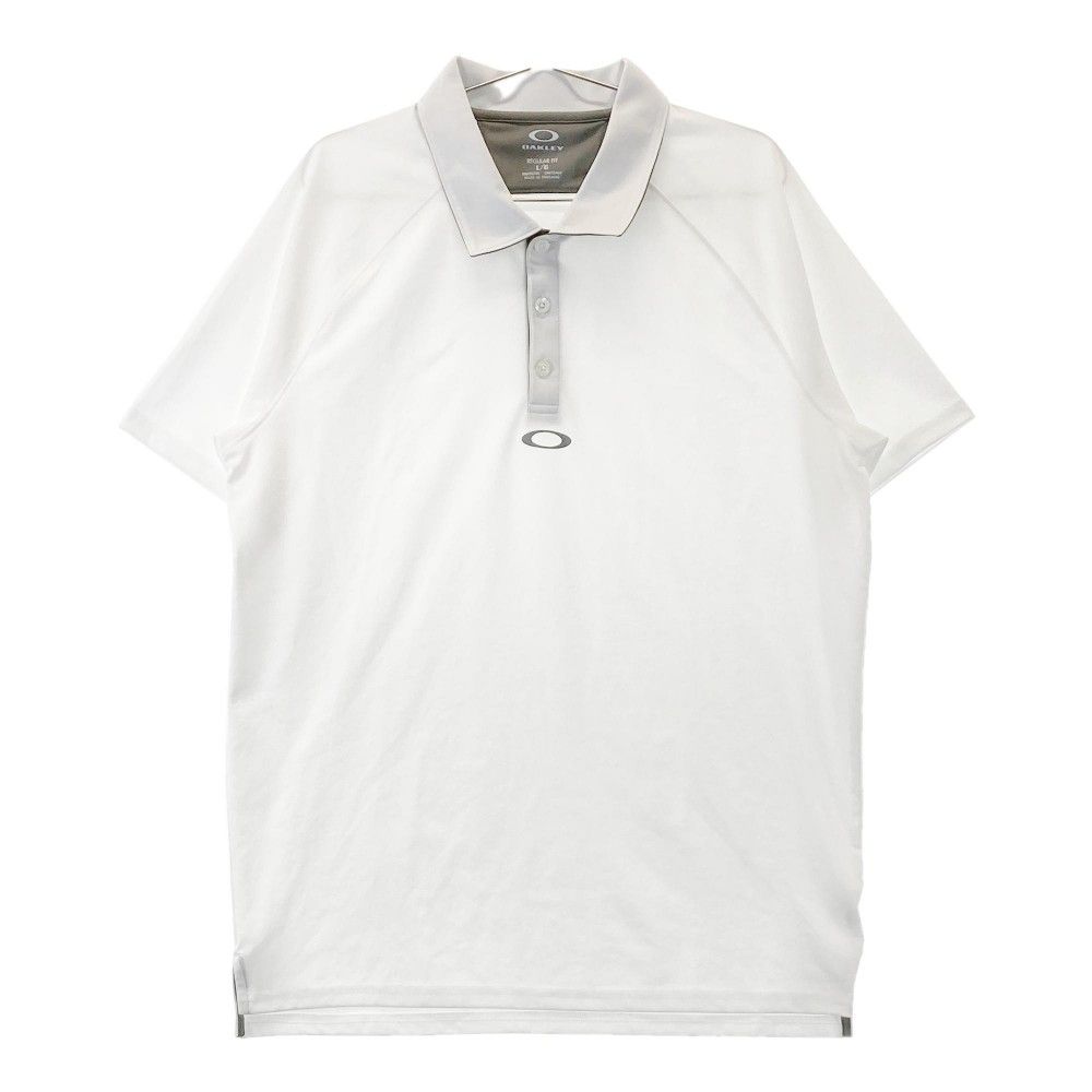 【週末限定値下げ】オークリー 半袖ポロシャツ  ゴルフウェア オークリー 半袖ポロシャツ 黒 ロゴ刺しゅう 切替 ティー装着可 ウール