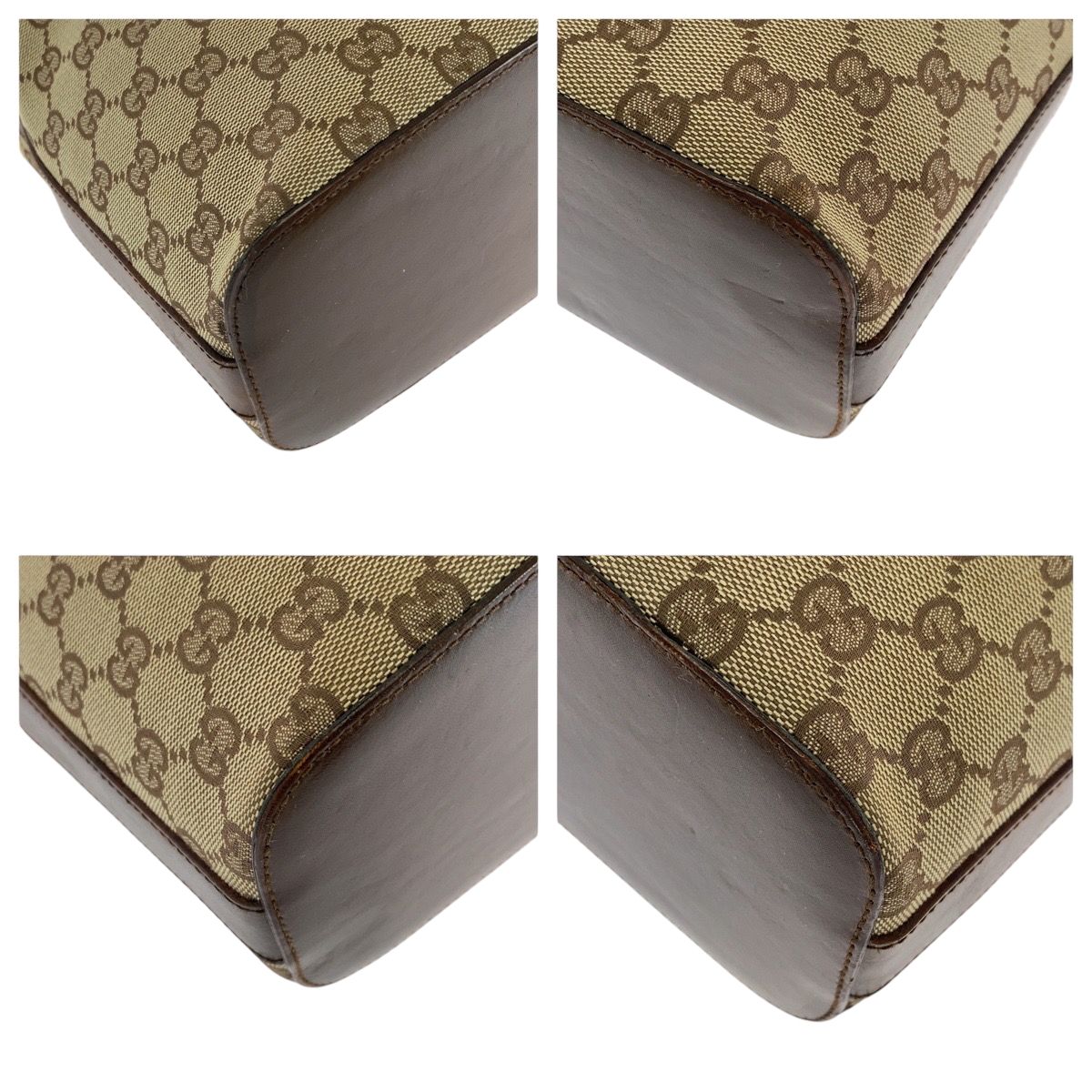 美品 GUCCI グッチ ベージュ ブラウン シルバー金具 GGキャンバス 001