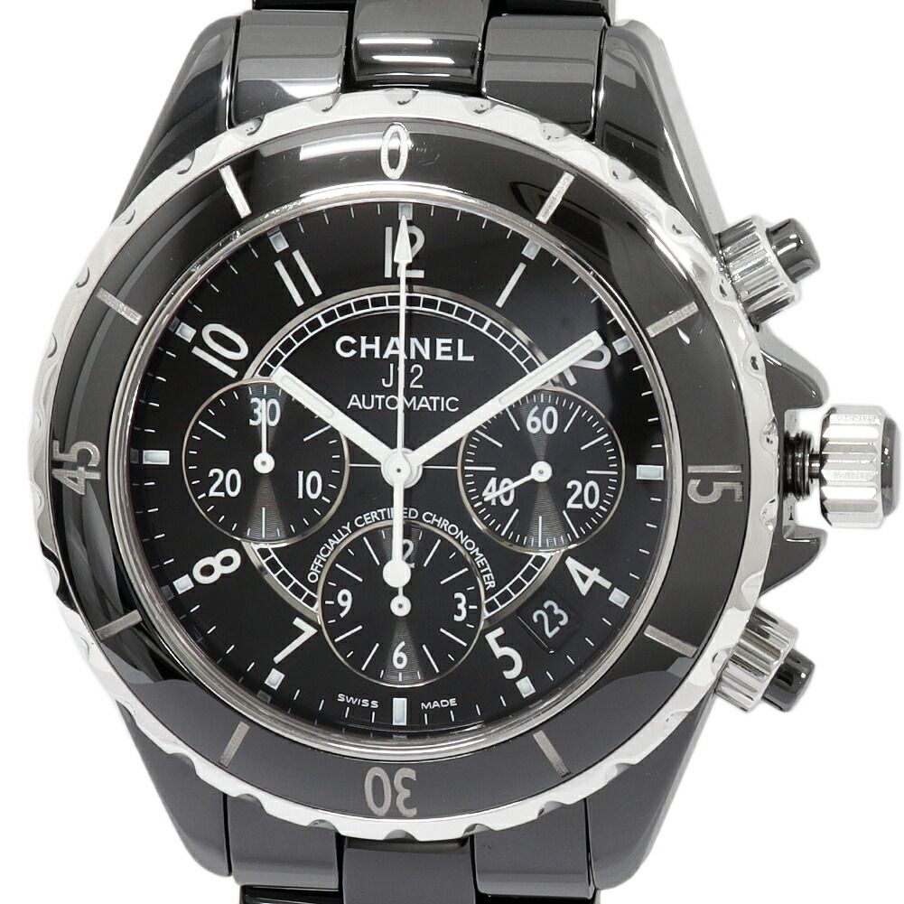 極上美品　CHANEL J12 H0940 41ミリクロノ　メンズ腕時計 CHANEL】シャネル H0940 J12 黒セラミック 41ミリ クロノグラフ
