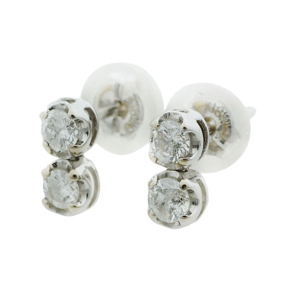 本物保証】 新品同様 ピアス 約0.9g(キャッチ含) K18WG 2粒 