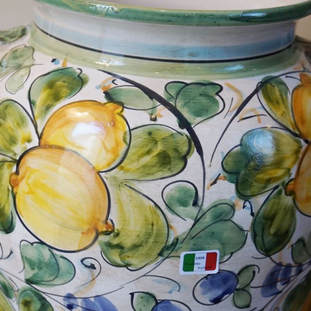 希少 イタリア製 フラワーベース 傘立てトールペインティング 手彫り風