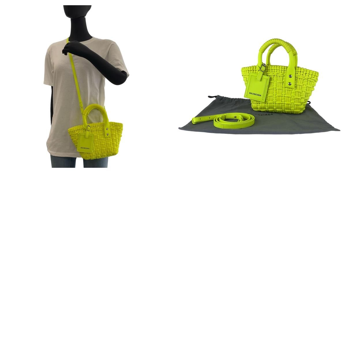 BALENCIAGA ビストロ かごバッグ ネオンイエロー XXS ショルダー BALENCIAGA バレンシアガ ビストロ バスケット カゴバッグ XXS