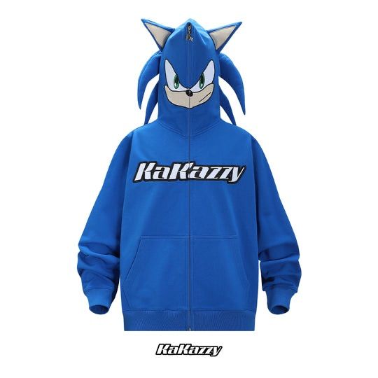 ◆Kakazzy◆Eyes Can See フルジップ長袖パーカー Blue 送料込 ◇Kakazzy◇Eyes Can See フルジップ長袖パーカー Blue 送料込