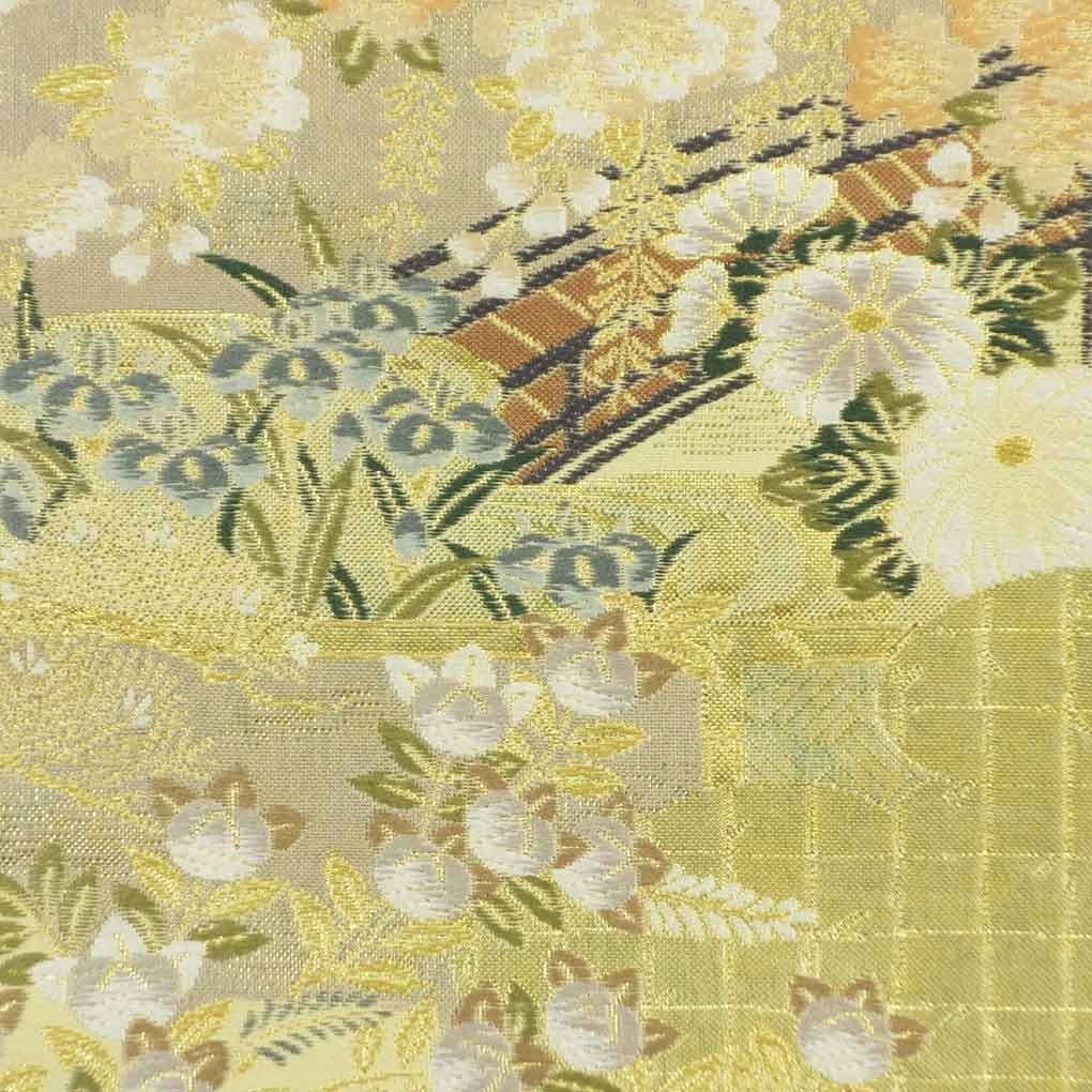 袋帯 幅31cm 長さ443cm レディース 花柄 秋冬春用 正絹 シルク ゴールド リメイク リユース リサイクル 呉服のきくや WWW_OLIVIERBERNSTEIN_COM