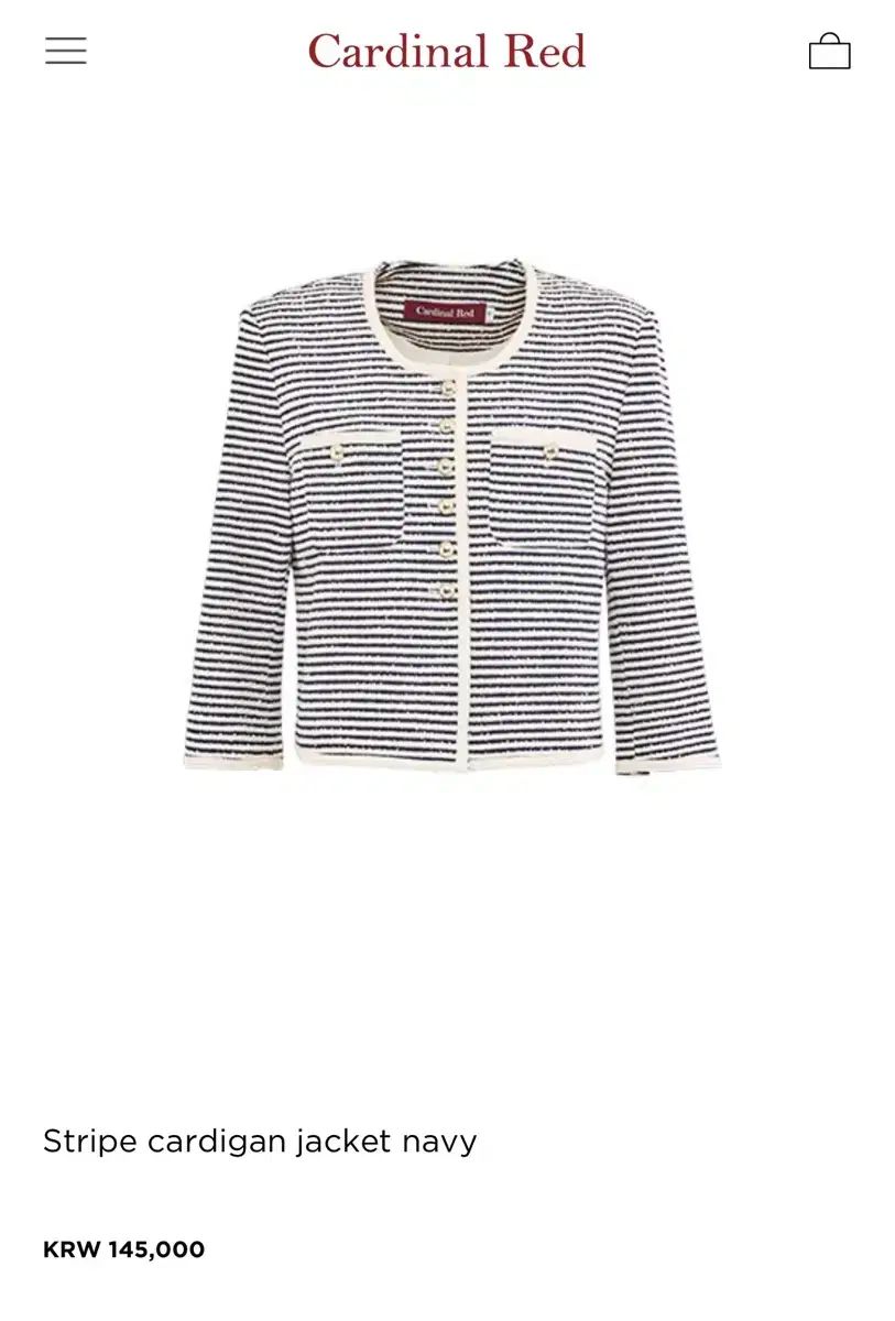 Cardinal Red ストライプ カーディガン ジャケット