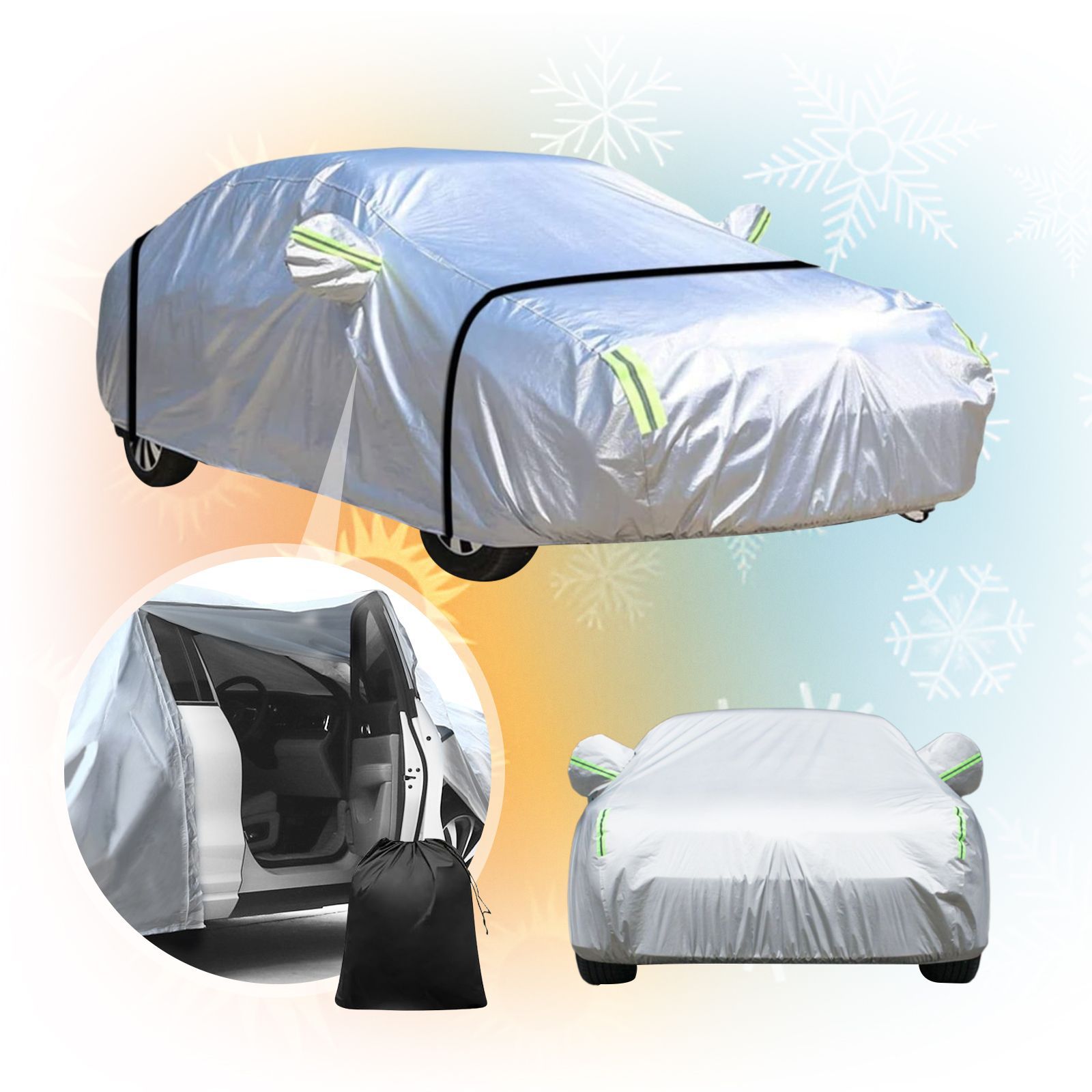 Persevere 車 ボディカバー 裏起毛 トヨタ アクア NHP10(H29.6～) MXPK10系(R3.7～)専用 破れにくい生地 カーカバー 車体カバー 防風ロープ付き 紫外線対策 防水 防塵 雪対策 黄砂対策  側面にジッパー