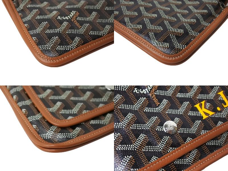 GOYARD ゴヤール プリュメ ポーチウォレット ショルダーバッグ PLUMETPMLTY01CL03P ブラック ブラウン シルバー金具 良品 中古 65075