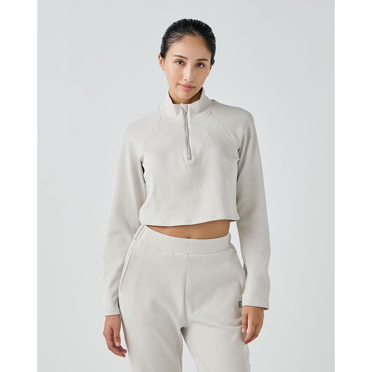 25秋冬 エスエヌ スーパーナチュラル sn super.natural レディース JP ワッフル ハーフジップ トップ snwj10238 トップス 半袖 Tシャツ ショート丈 ヨガ ピラティス フィットネス LLC-HASEGAWATOSO_COM