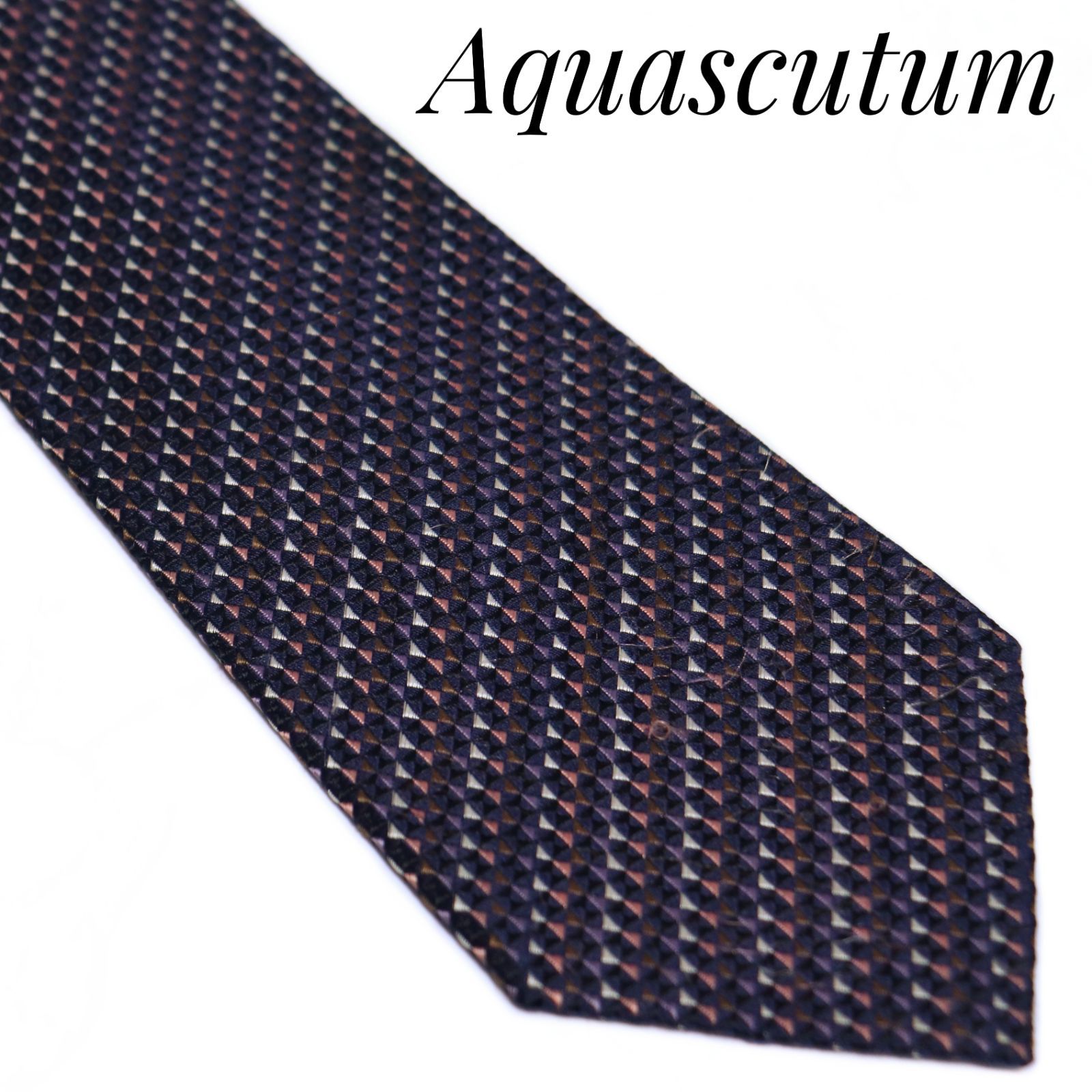 Aquascutum アクアスキュータム 幾何学柄 シルクネクタイ 日本製